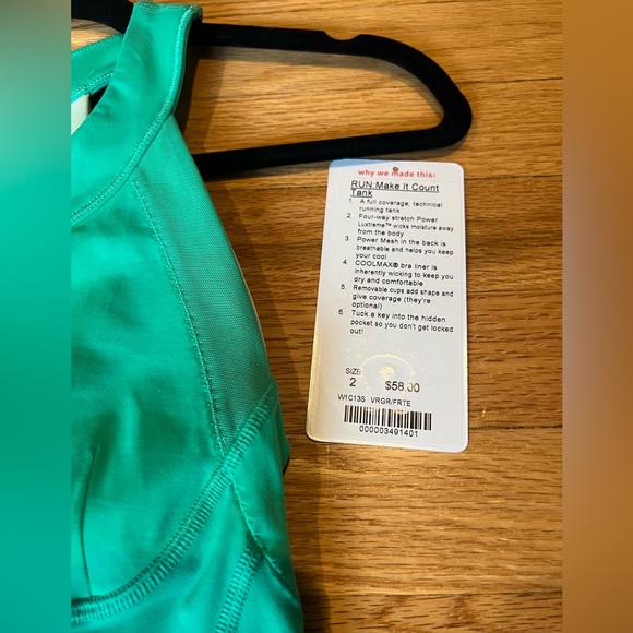 Lululemon Run: Make It Count Tank- Very Green / Fresh Teal- Size 2 - Picture 11 of 12
